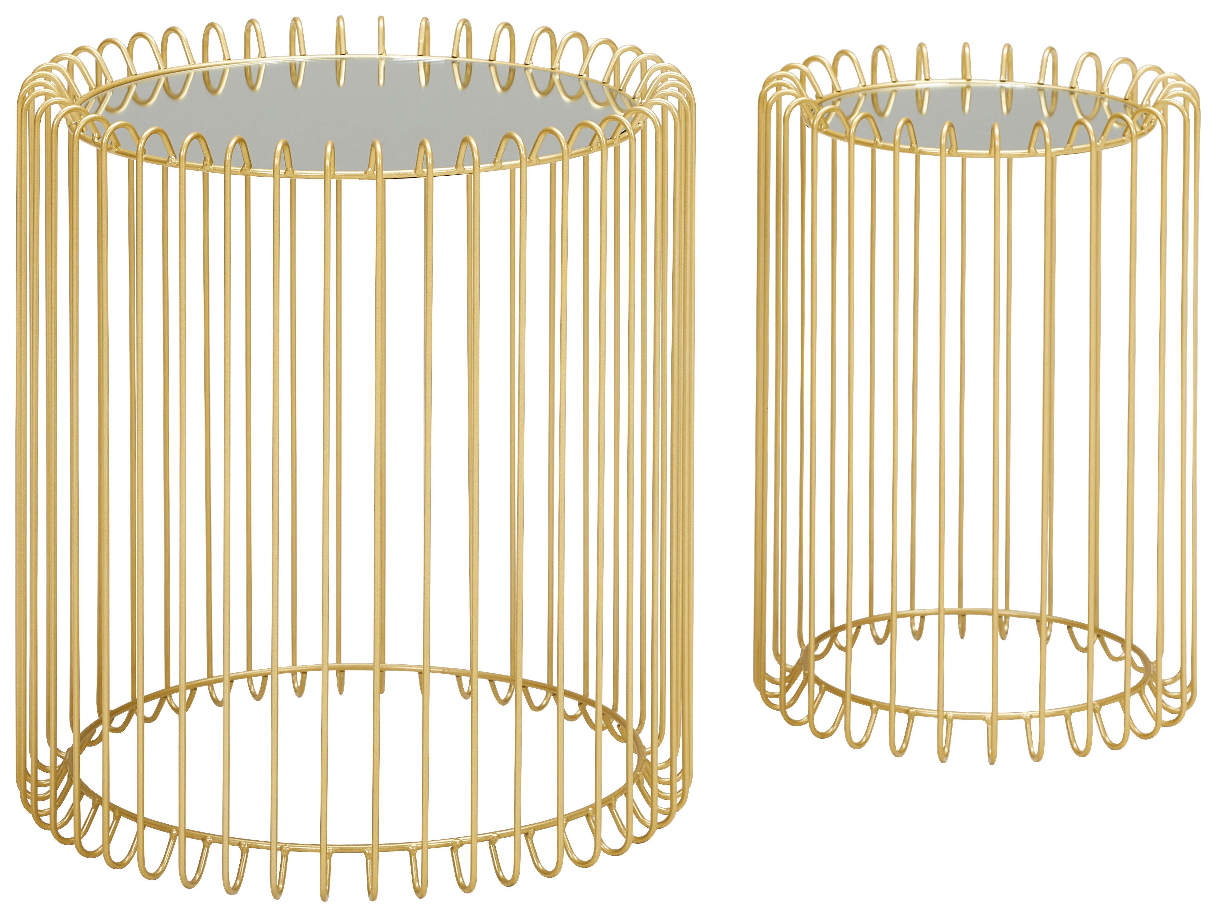 ZESTAW STOLIKÓW BOCZNYCH PIA - kolor złoty, Trend, metal/szkło (28,5-41,5/28,5-41,5/40,5-44,5cm) - Xora