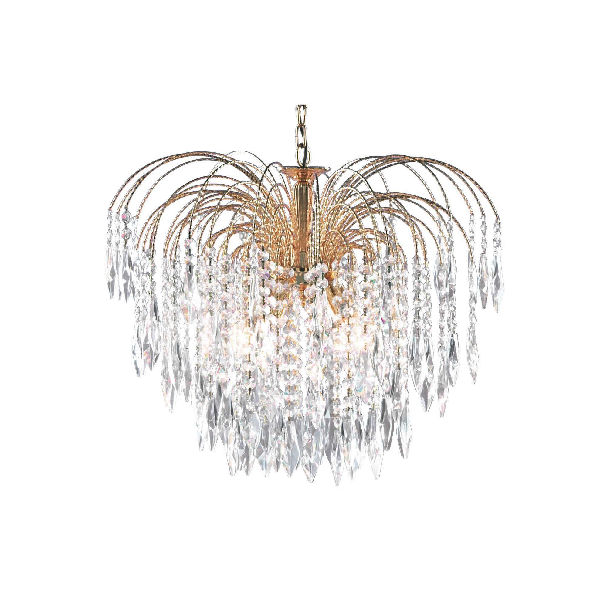 Kristály Függőlámpa 5175-5 Waterfall - aranyszínű, Design, üveg/fém (53/98cm)