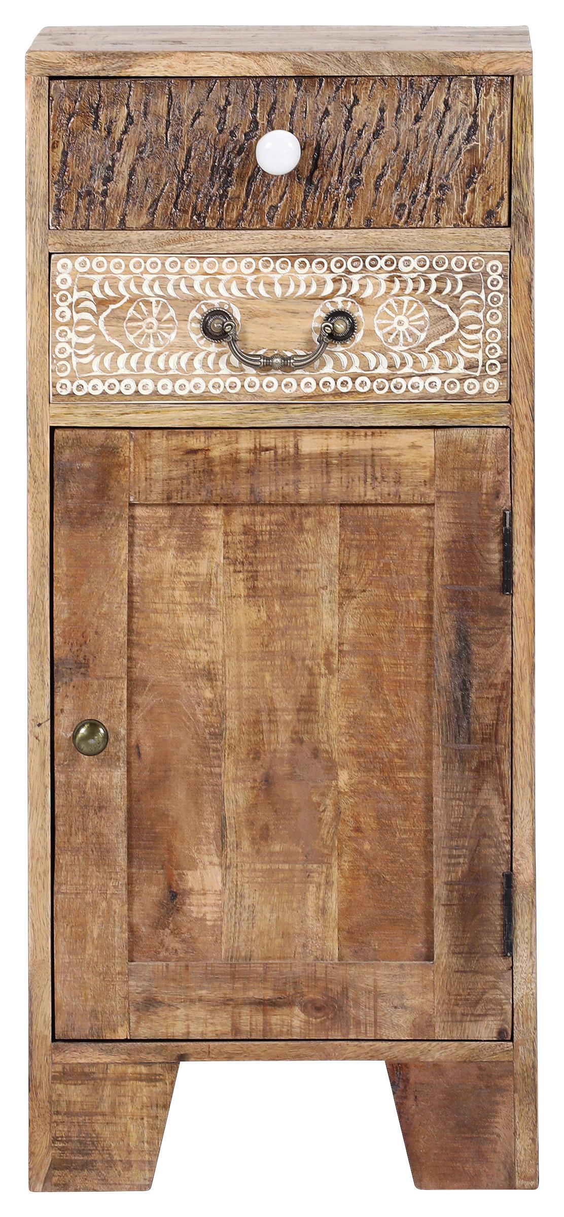 KOMODA PUNO - kolor naturalny/biały, Design, metal/drewno (40/91/44cm) - Landscape