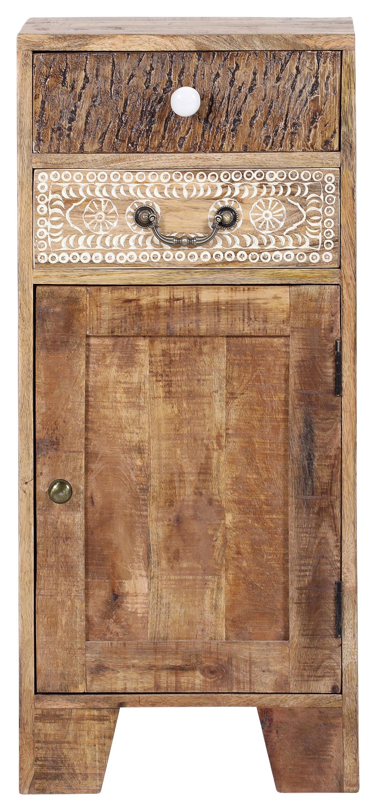 KOMODA PUNO - kolor naturalny/biały, Design, metal/drewno (40/91/44cm) - Landscape