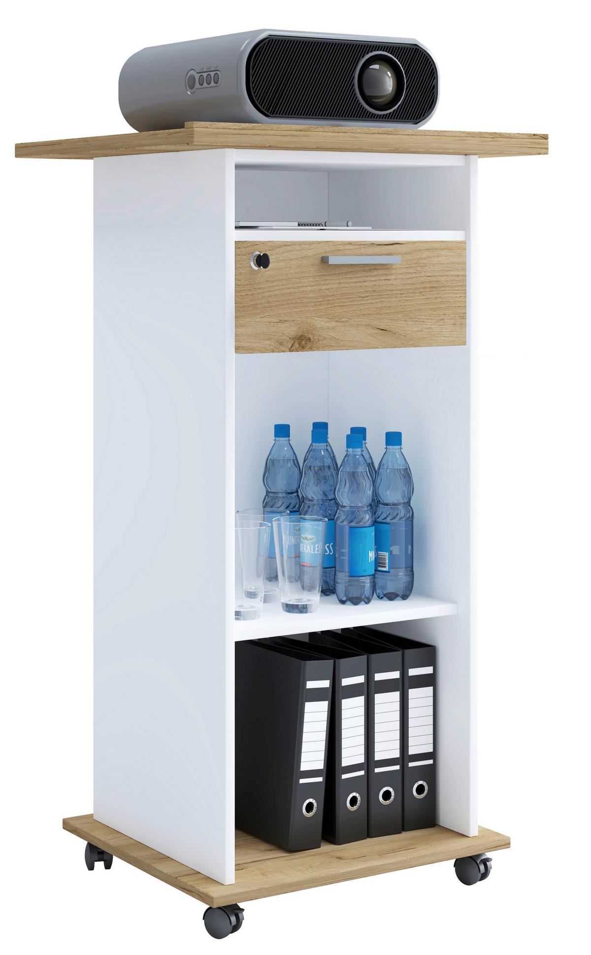 Stoječi Pult Neta, Bela, Barva Hrasta - bela/medeni hrast, Moderno, leseni material (60/50/108,3cm) - MID.YOU