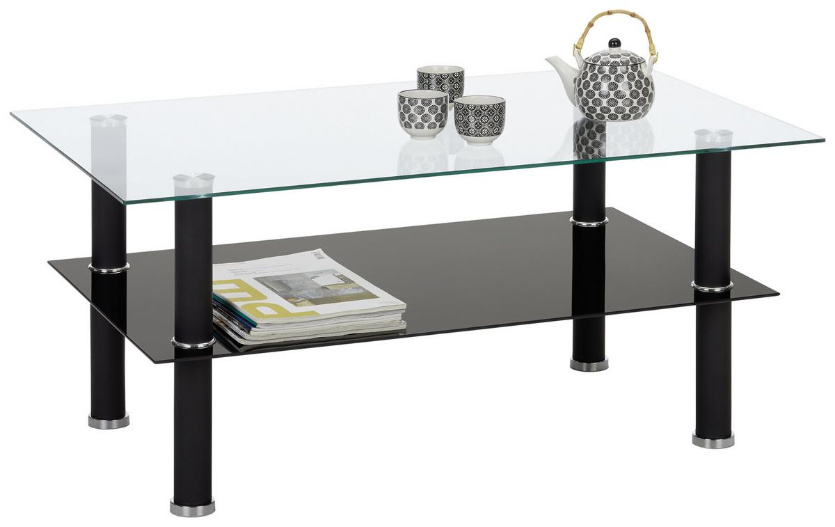Măsuță de cafea Daytona - străveziu/negru, Modern, sticlă/metal (100/45/60cm) - Modern Living