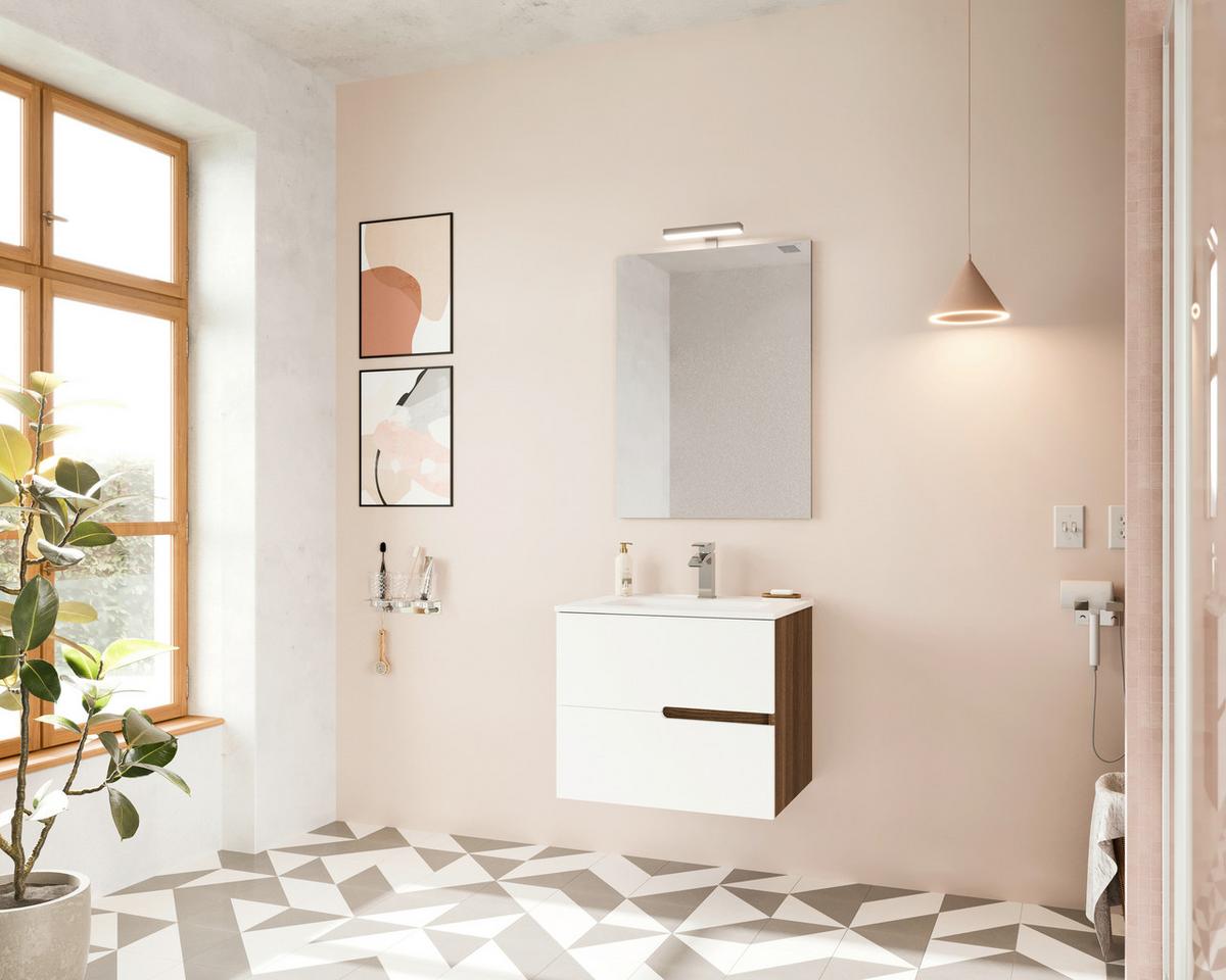 Element Ispod Umivaonika Eva - boje oraha/bijela visoki sjaj, Moderno, drvni materijal (60/51/46cm)