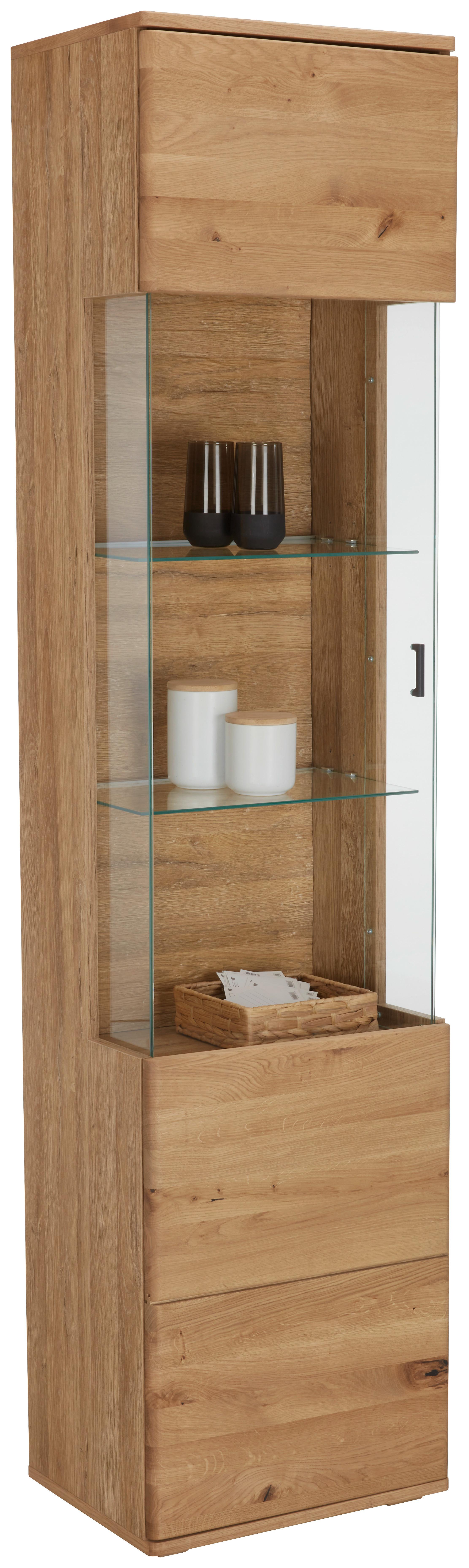 Vitrine Valera in Wildeiche - Wildeiche/Schwarz, KONVENTIONELL, Glas/Holz (50/207/37cm) - Premium Living