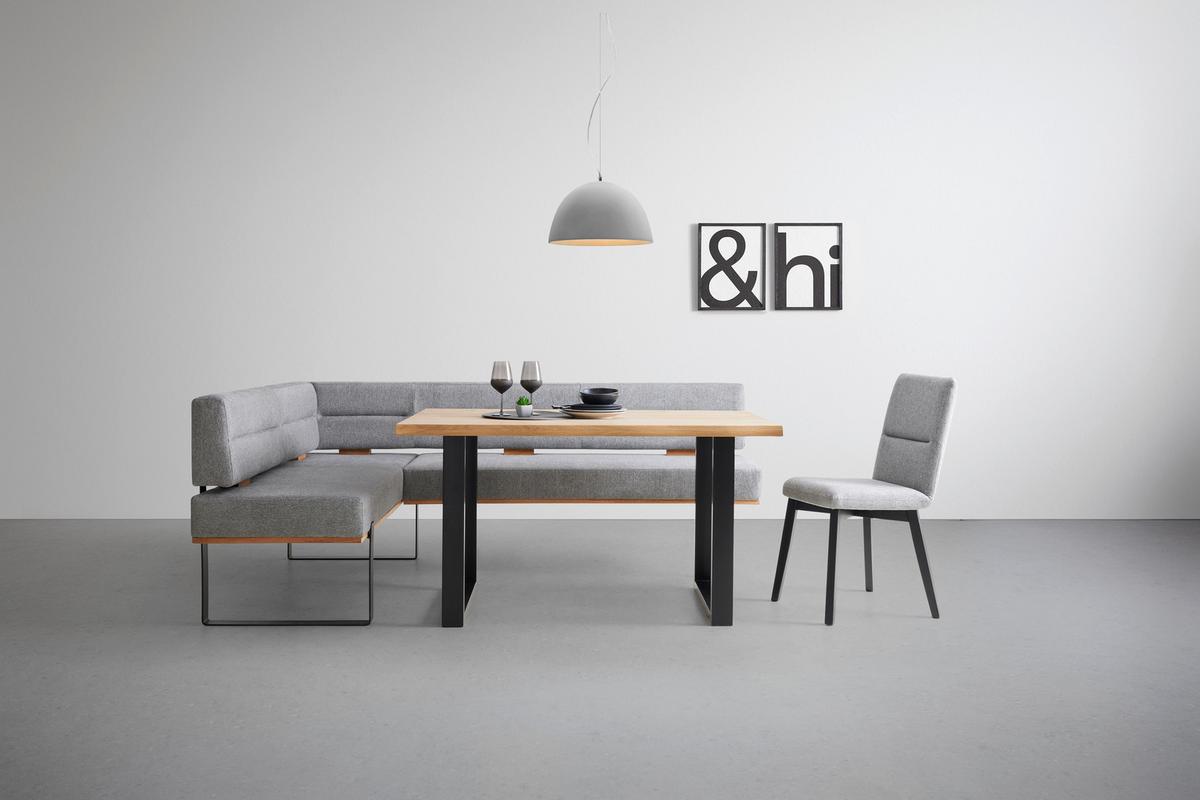 Eckbank in Grau - Schwarz/Grau, KONVENTIONELL, Holz/Textil (160/85/220cm) - Based