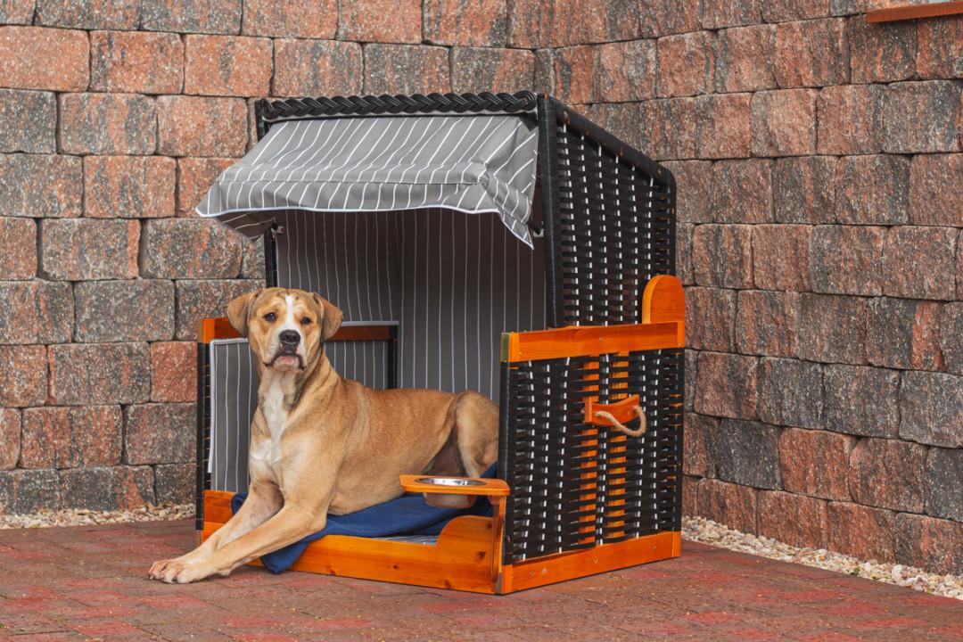 Hundestrandkorb ca. 75x95 cm Grau/Schwarz - Schwarz/Grau, Basics, Holz/Kunststoff (75/95/6cm) - Gardenson