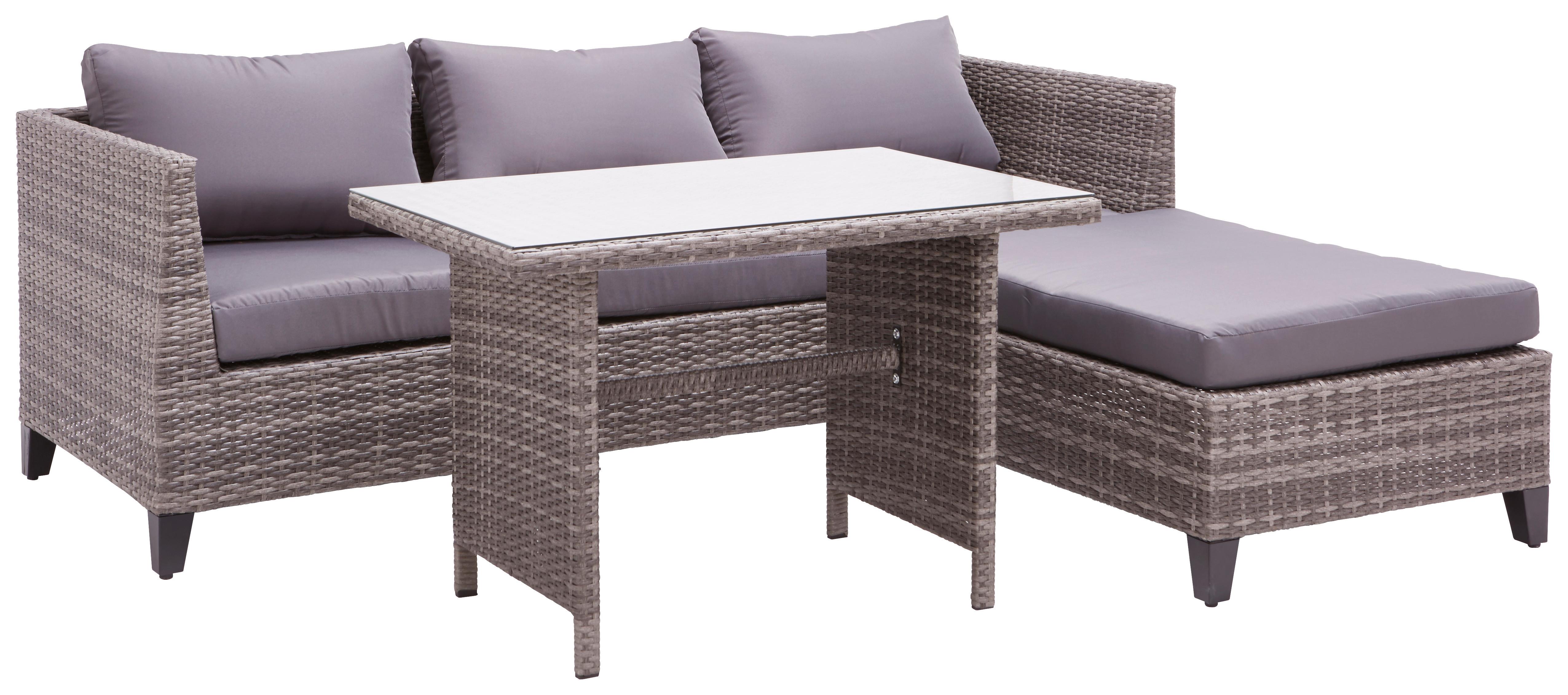 Lounge Garnitúra Neuseeland - Antracit/Szürke, Műanyag/Üveg (191/164cm) - Modern Living