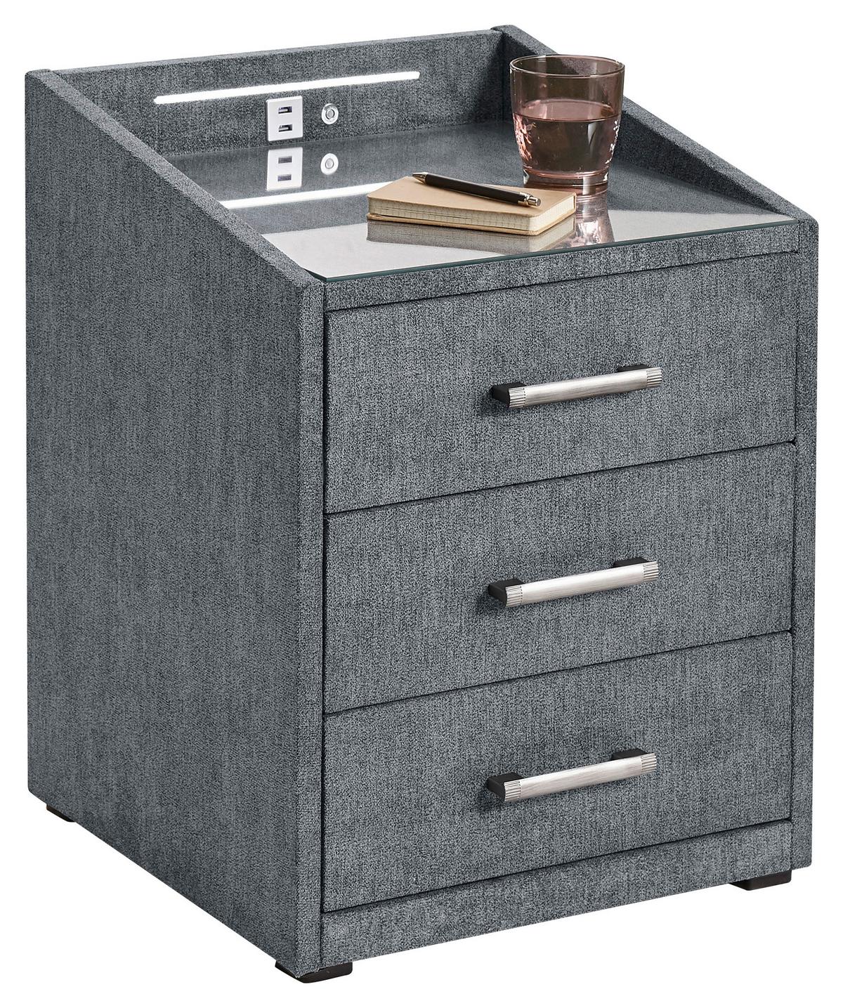 Nachtkästchen Moon ca. 47x61x46 cm Anthrazit - Anthrazit/Silberfarben, Basics, Holzwerkstoff/Kunststoff (47/61/46cm) - MID.YOU