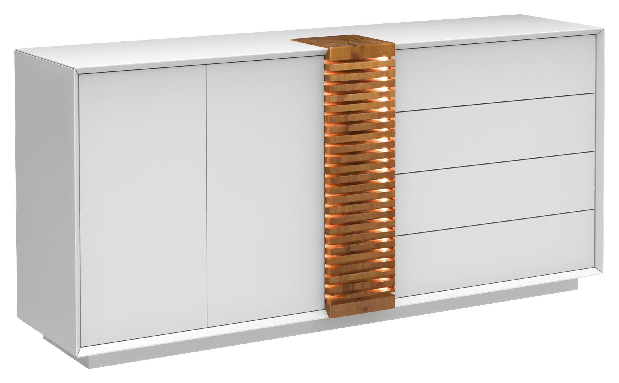 SIDEBOARD GIOVANNI - vit/ekfärgad, Modern, trämaterial/trä (170/85,5/40cm) - Premium Living