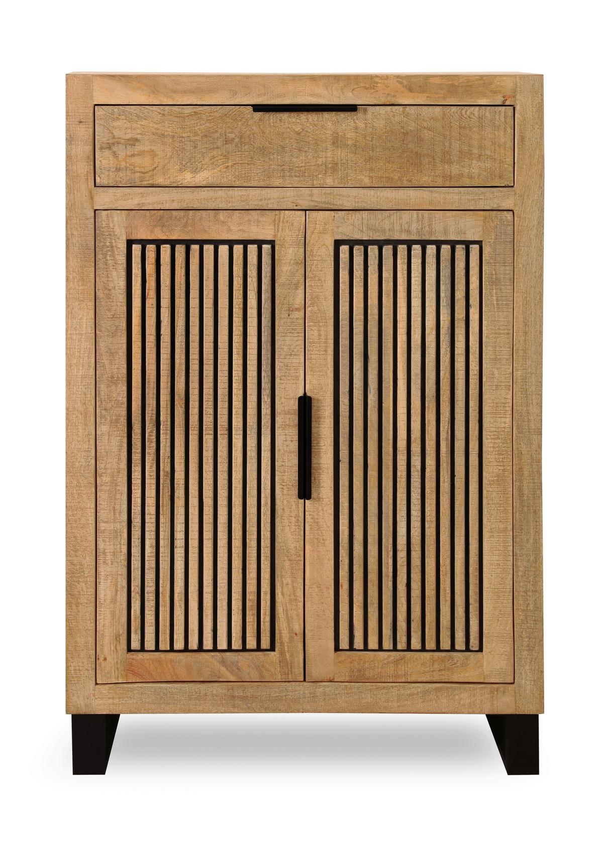 Schuhschrank Everest Naturfarben - Schwarz/Naturfarben, Natur, Holz/Metall (88/130/40cm) - Mömax