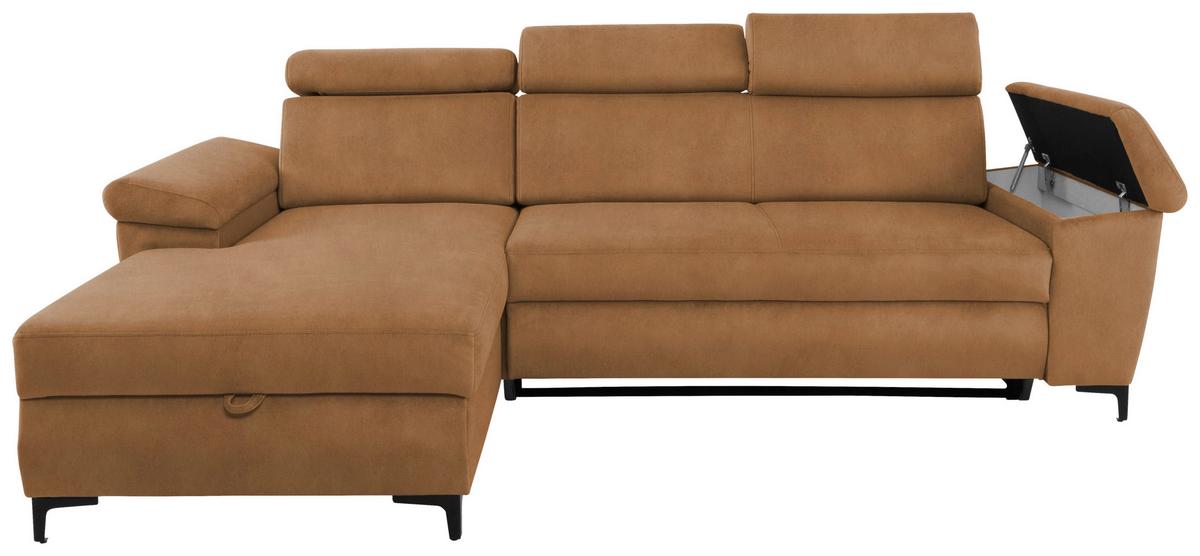 Sedežna Garnitura Santi, Oranžna, Ležišče, Predal - črna/oranžna, Moderno, kovina/tekstil (176/258cm) - Modern Living