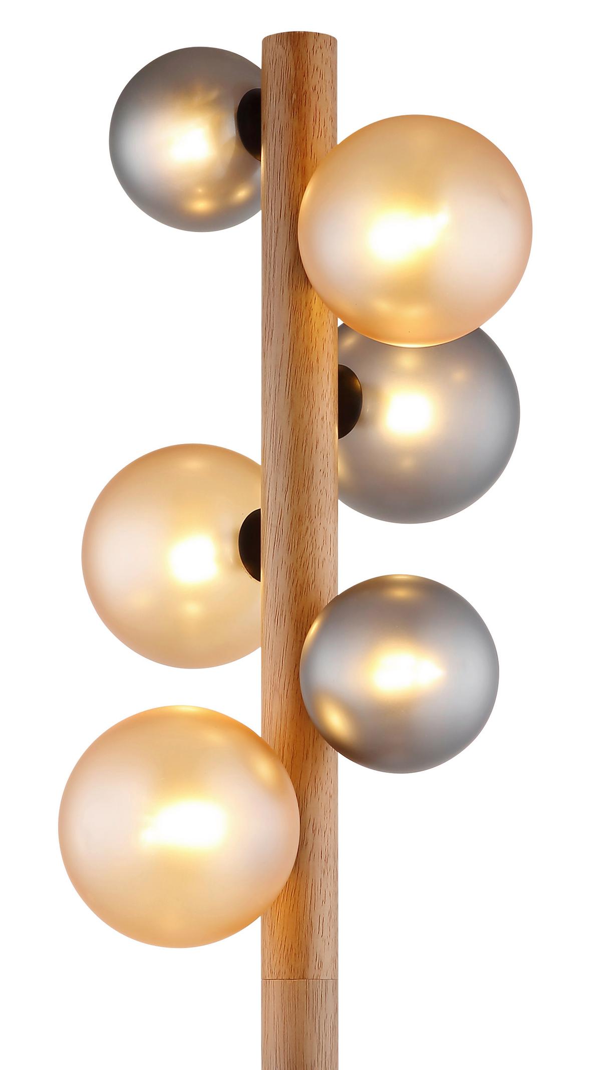 Podna Svjetiljka Riha - narančasta/tamno smeđa, Basics, staklo/drvo (29/150cm) - Globo