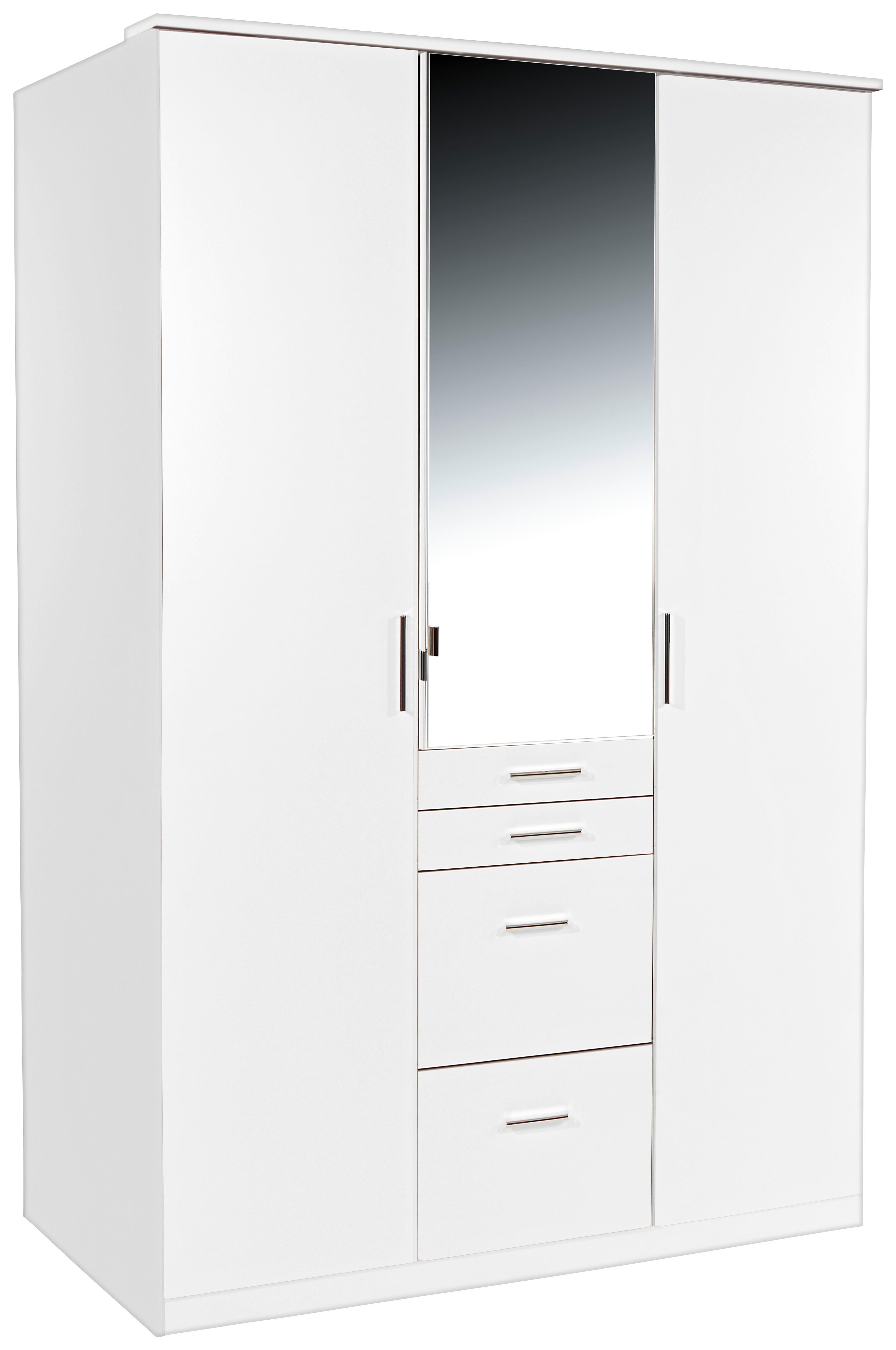 Kleiderschrank AACHEN ca. 135x198 cm Weiß - Alufarben/Weiß, KONVENTIONELL, Holzwerkstoff/Kunststoff (135/198/58cm) - MID.YOU