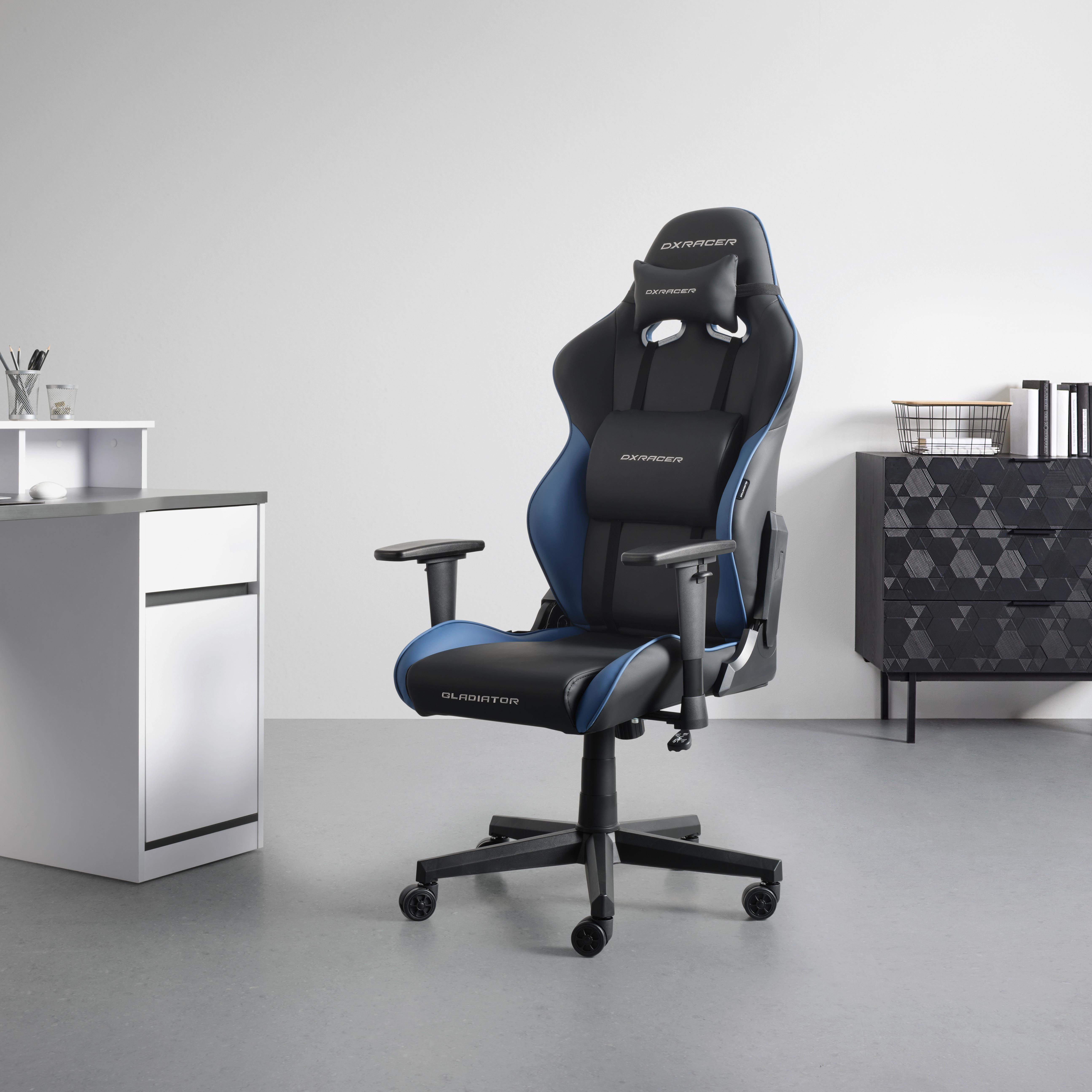 GAMINGSTOL GLADIATOR -EXKLUSIV- - blå/svart, Modern, textil/plast (70/126/70cm) - Dxracer