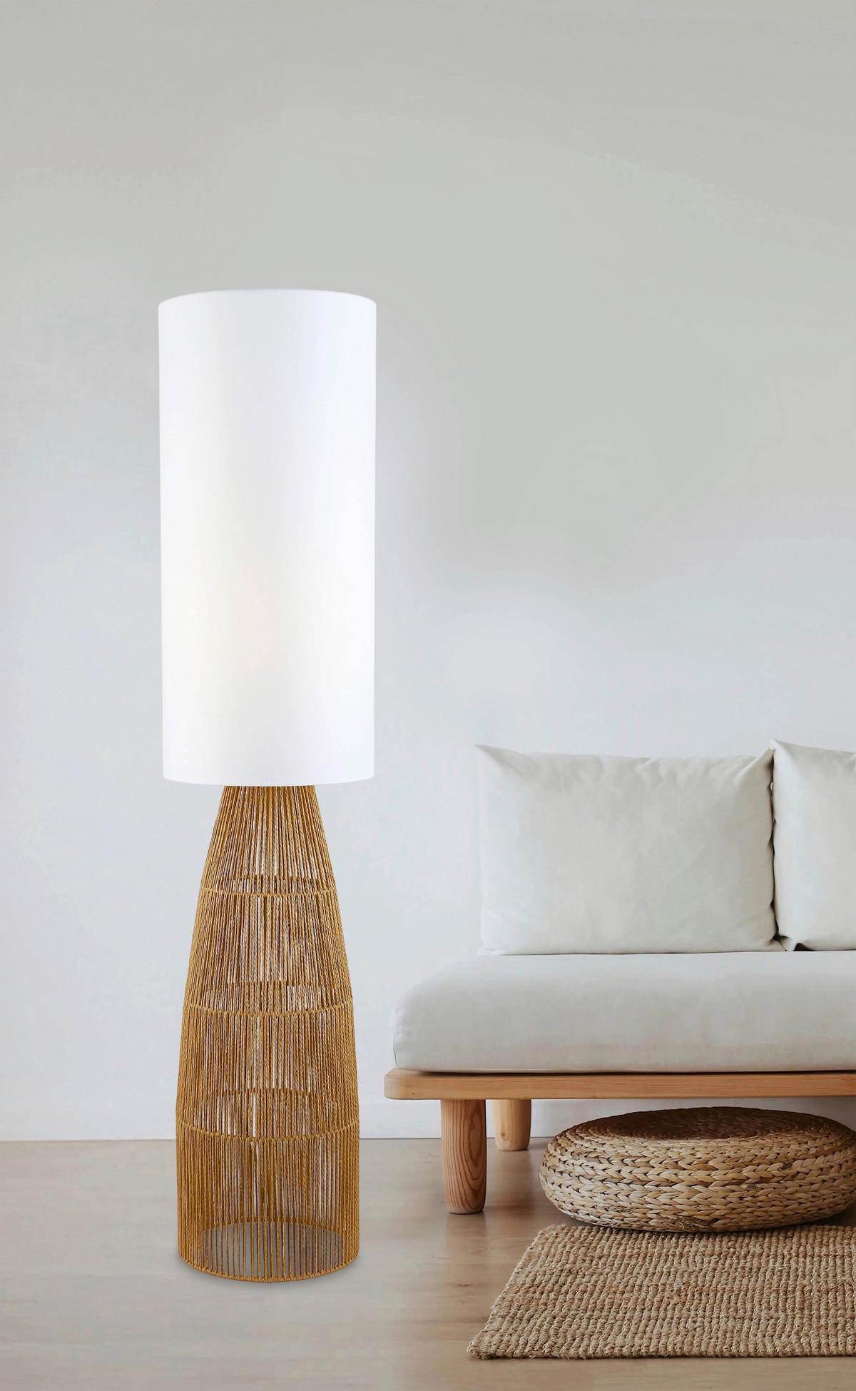 LAMPA STOJĄCA MONA - biały/czarny, Trend, metal/tkanina (30/135cm) - Novel