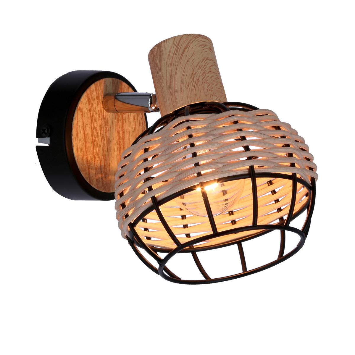 Reflektor Tajga - crna, Natur, drvo/metal (18/12/14cm)