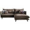 Wohnlandschaft Lava Braun Velours - Türkis/Schwarz, MODERN, Textil/Metall (255/180cm) - Livetastic