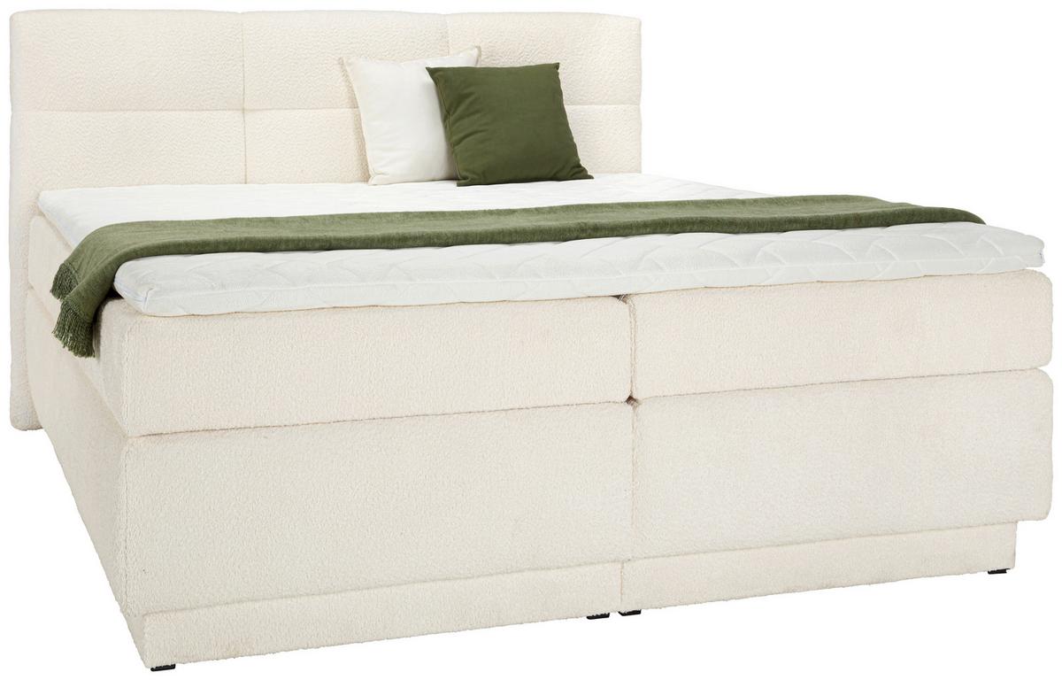 Boxspringbett in Weiss ca. 180x200cm - Weiss/Schwarz, Konventionell, Holzwerkstoff/Kunststoff (180/200cm) - Premium Living
