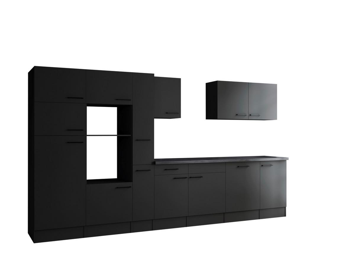 Kuhinjski Blok Brez Aparatov Oliver, 370cm - temno siva/črna, Design, kovina/leseni material (370cm) - Respekta