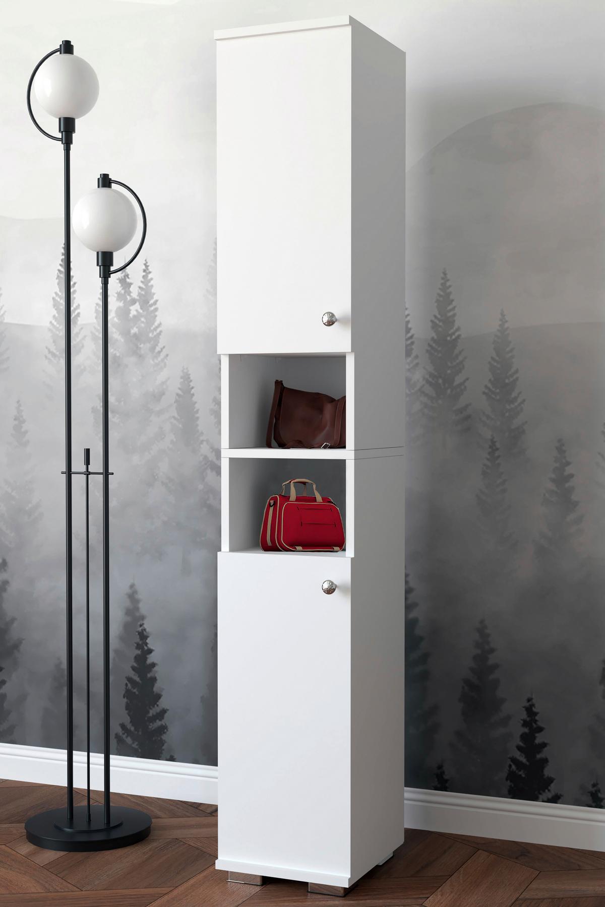 Schuhschrank GADOS Weiß ca. 30x178x33 cm - Anthrazit/Alufarben, MODERN, Holzwerkstoff/Kunststoff (30/178/33cm) - MID.YOU
