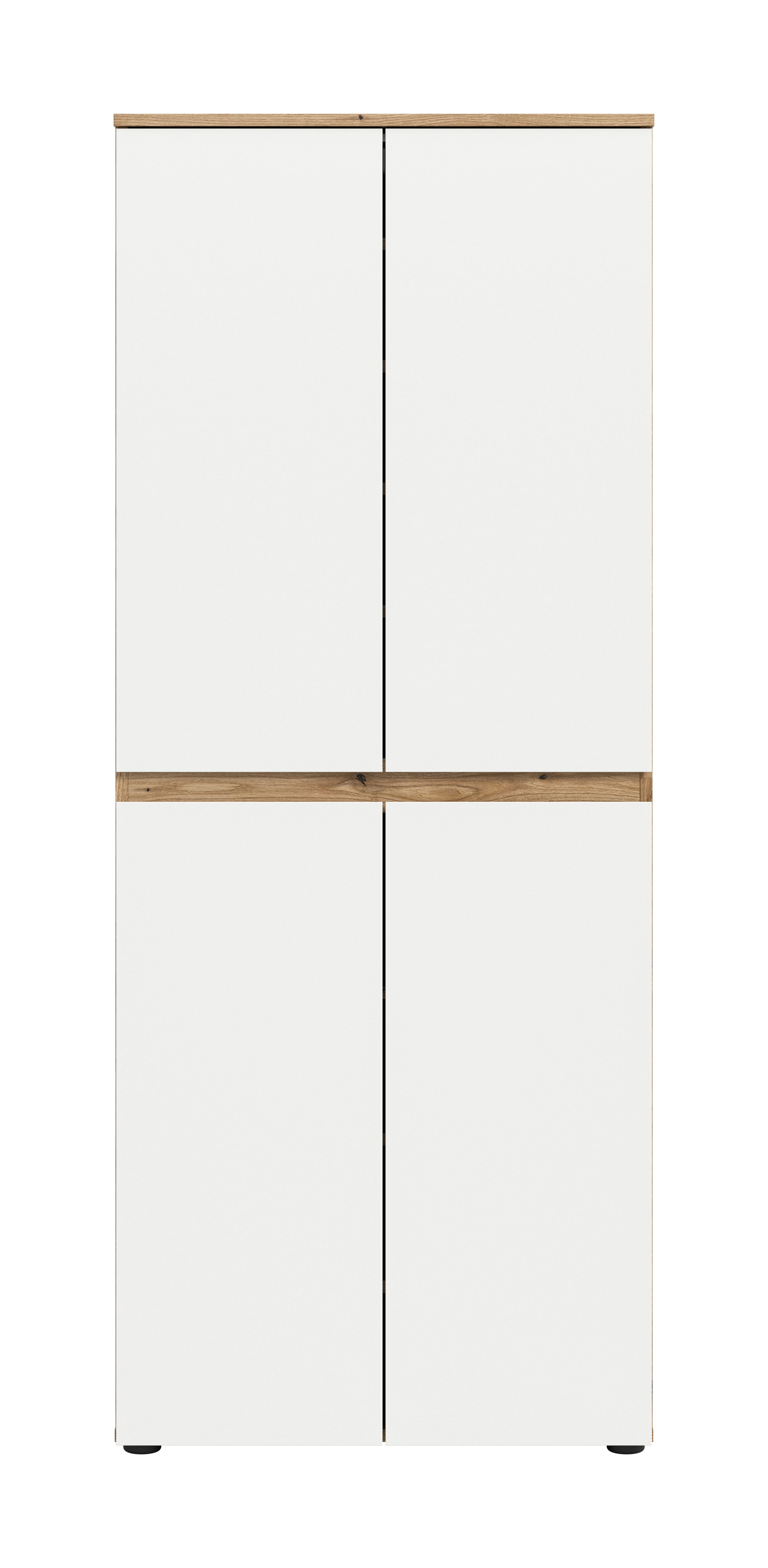 Garderobenschrank Scarpa Weiß - Eichefarben/Schwarz, Design, Holzwerkstoff/Kunststoff (70/175/37cm) - Livetastic