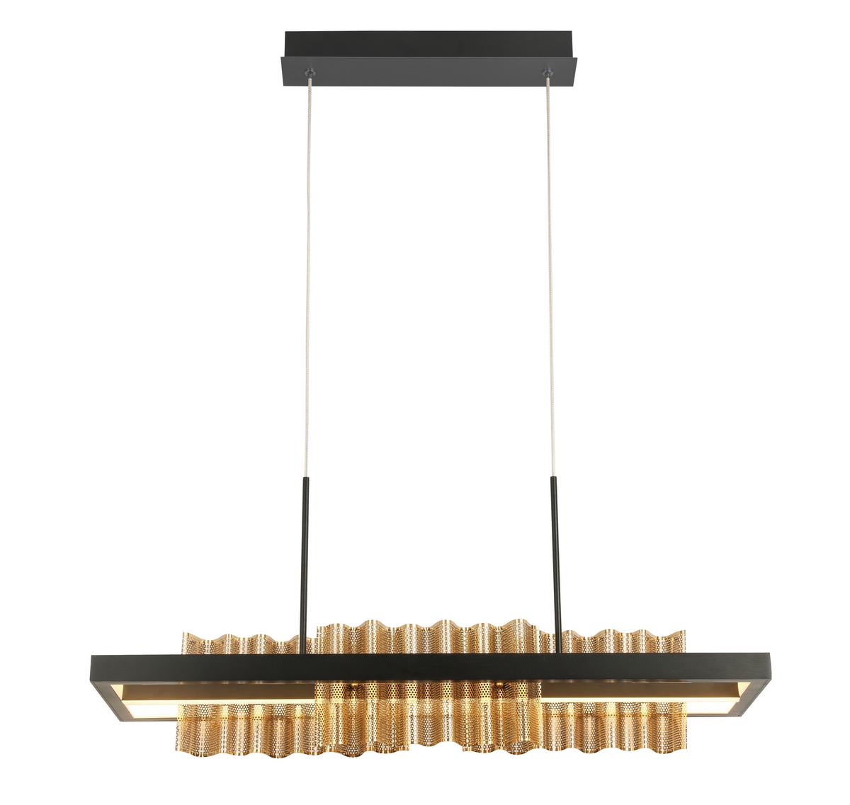LED-Hängeleuchte Neiml in Schwarz/Gold max. 40 Watt - Goldfarben/Schwarz, MODERN, Kunststoff/Metall (75/25/120cm) - Premium Living