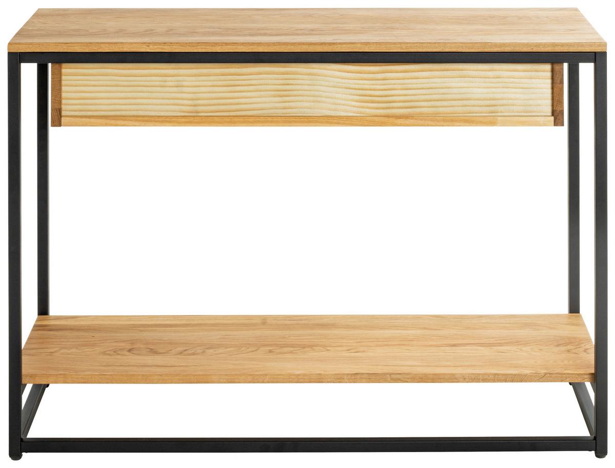 STÓŁ KONSOLA ARIZONA 1 - kolor dębowy/czarny, Konventionell, metal/drewno (100/35/75cm)