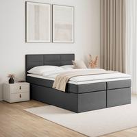 Pat boxspring LISA 140X200 antracit cu topper - gri închis, Modern, lemn/textil (140/200cm) - Bessagi Home