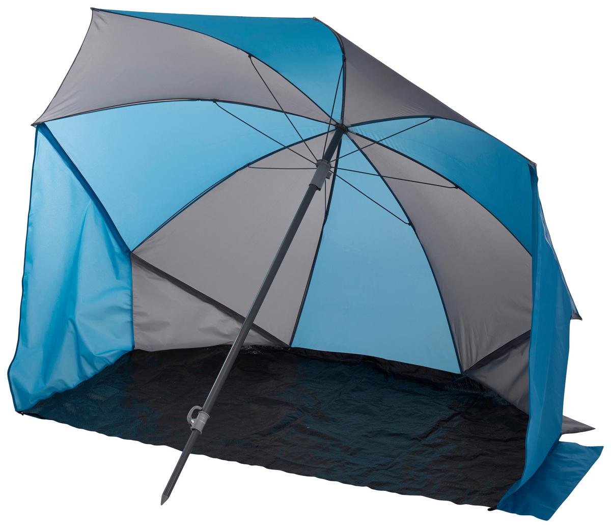 Sonnenschirm in Blau/Dunkelgrau - Blau/Dunkelgrau, MODERN, Kunststoff/Metall (180cm) - Mömax