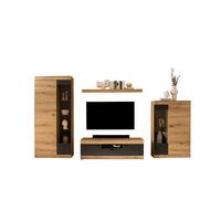 WOHNWAND SOLETO - Eichefarben/Graphitfarben, Design, Glas/Holzwerkstoff (350/201/45cm) - MID.YOU