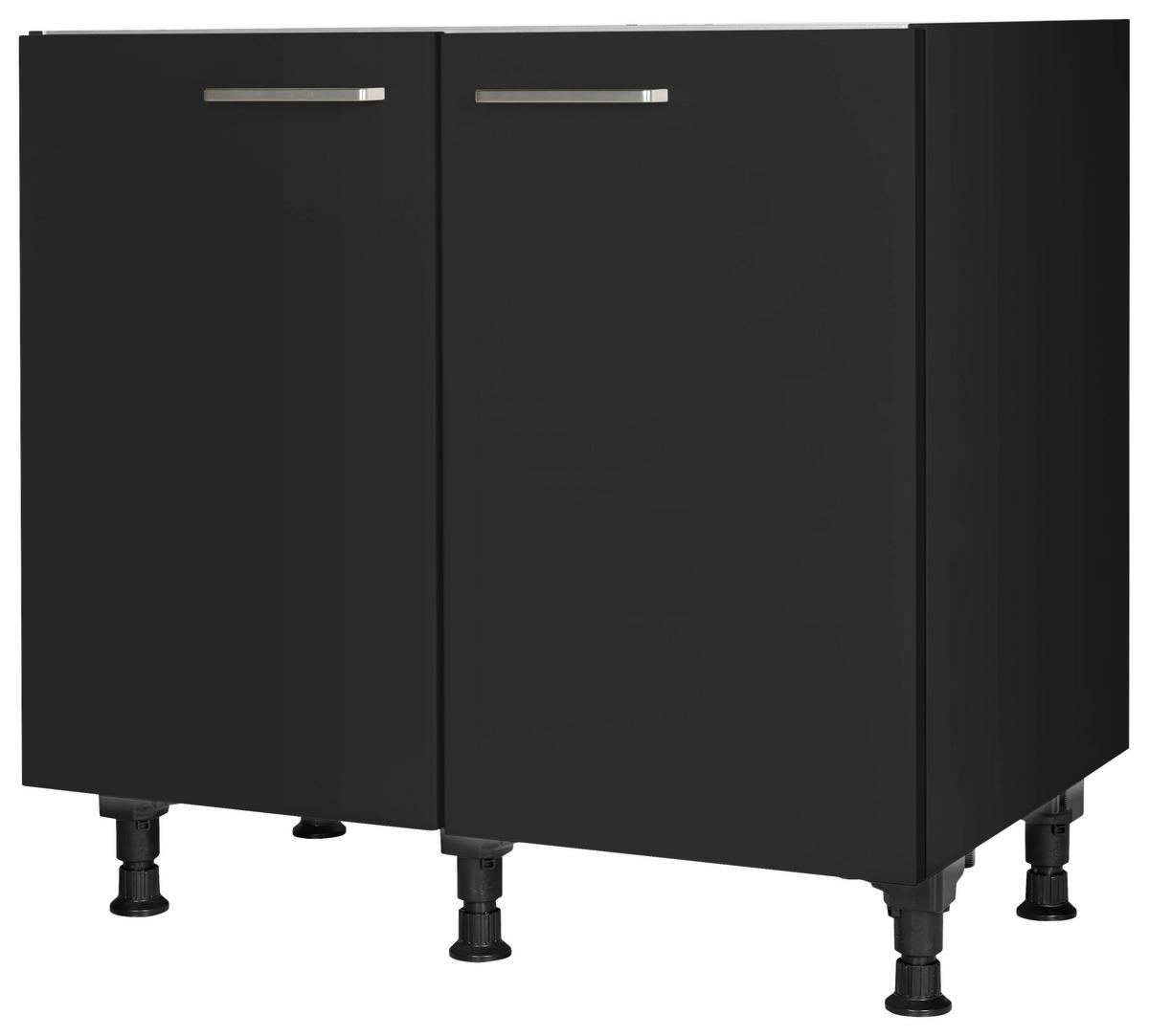 Spülenunterschrank Touch Schwarz - Edelstahlfarben/Schwarz, MODERN, Holzwerkstoff/Metall (90/87/56cm) - Nobilia