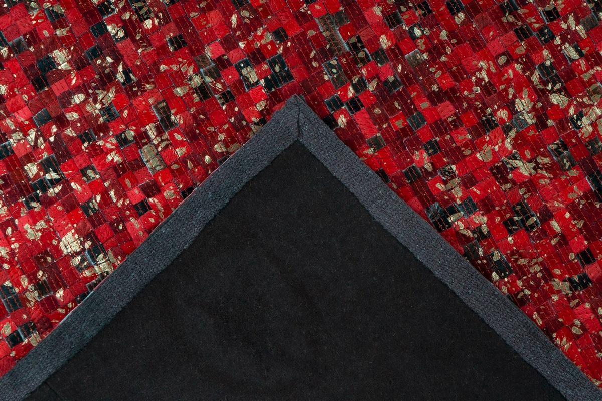 FLACHWEBETEPPICH FINISH 125 ROT / GOLD 200X290 - Rot/Goldfarben, Basics, Leder (200/290cm) - Kayoom