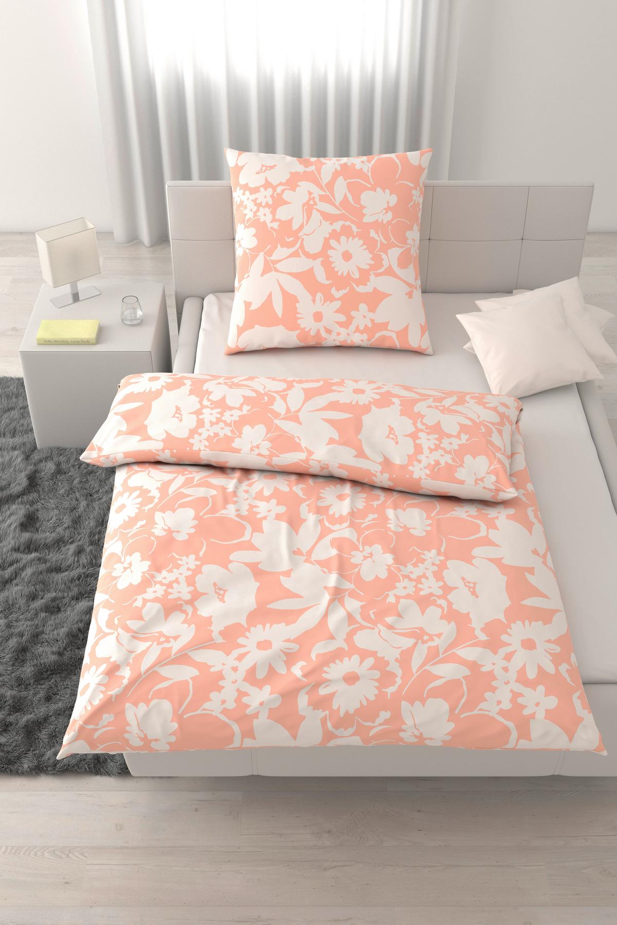 Bettwäsche Floral Orange ca. 135x200cm - Orange, Textil (135/200cm) - Mömax