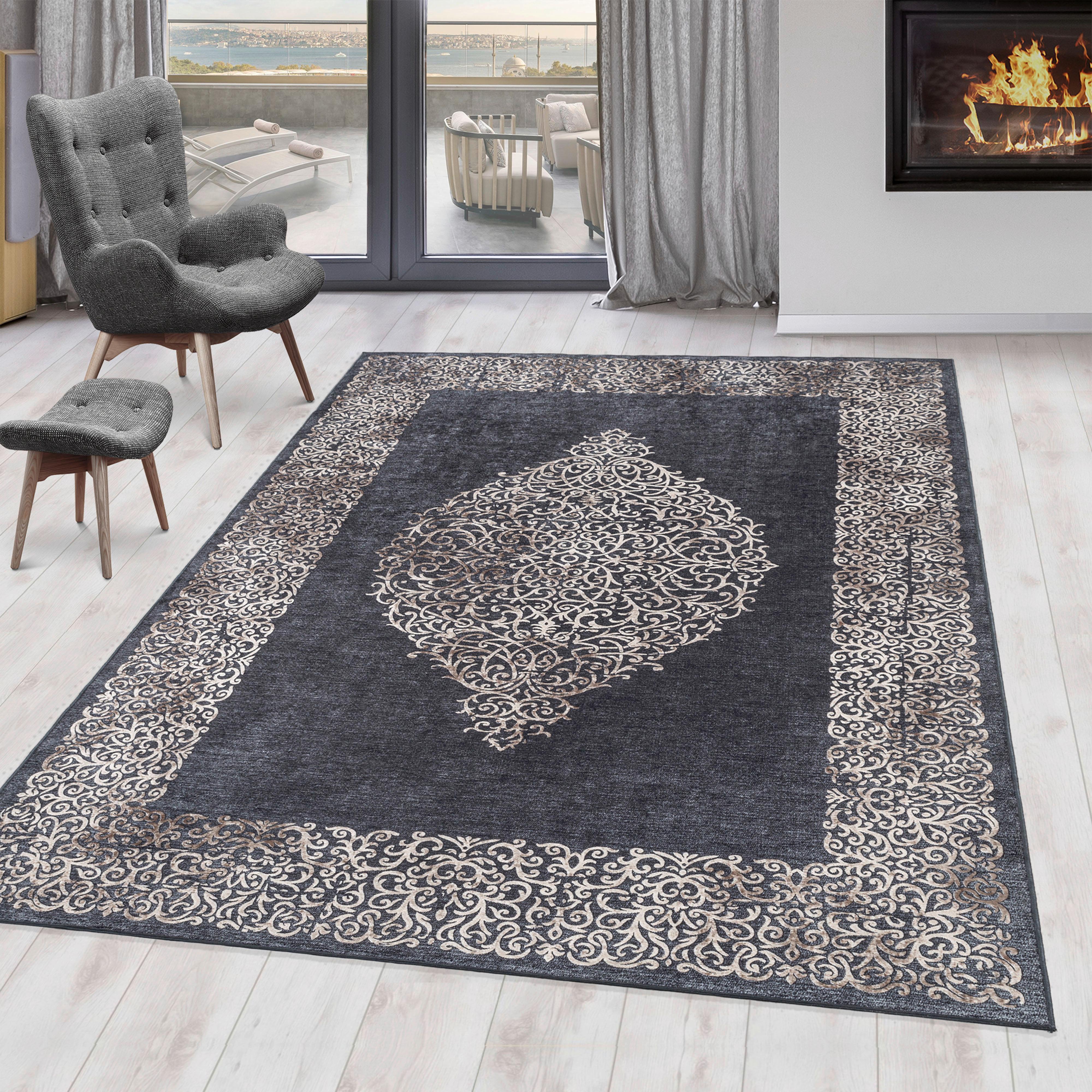 Flachwebeteppich Fiesta Schwarz ca. 200x290cm - Schwarz, Design, Textil (200/290cm) - Novel