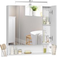 SPIEGELSCHRANK MIRROR CABINET - Silberfarben/Weiß, MODERN, Glas/Holzwerkstoff (70/75/16,5cm) - MID.YOU