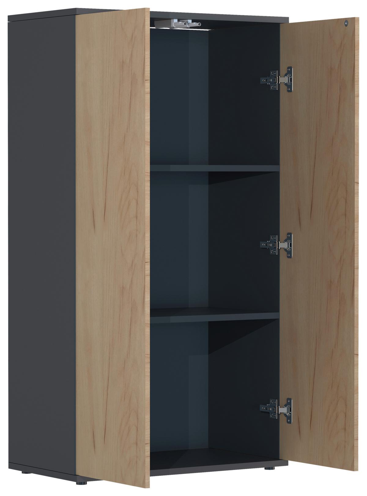 Komoda Dalosa, Hrast - medeni hrast/antracit, Moderno, umetna masa/leseni material (60/108/32cm) - MID.YOU