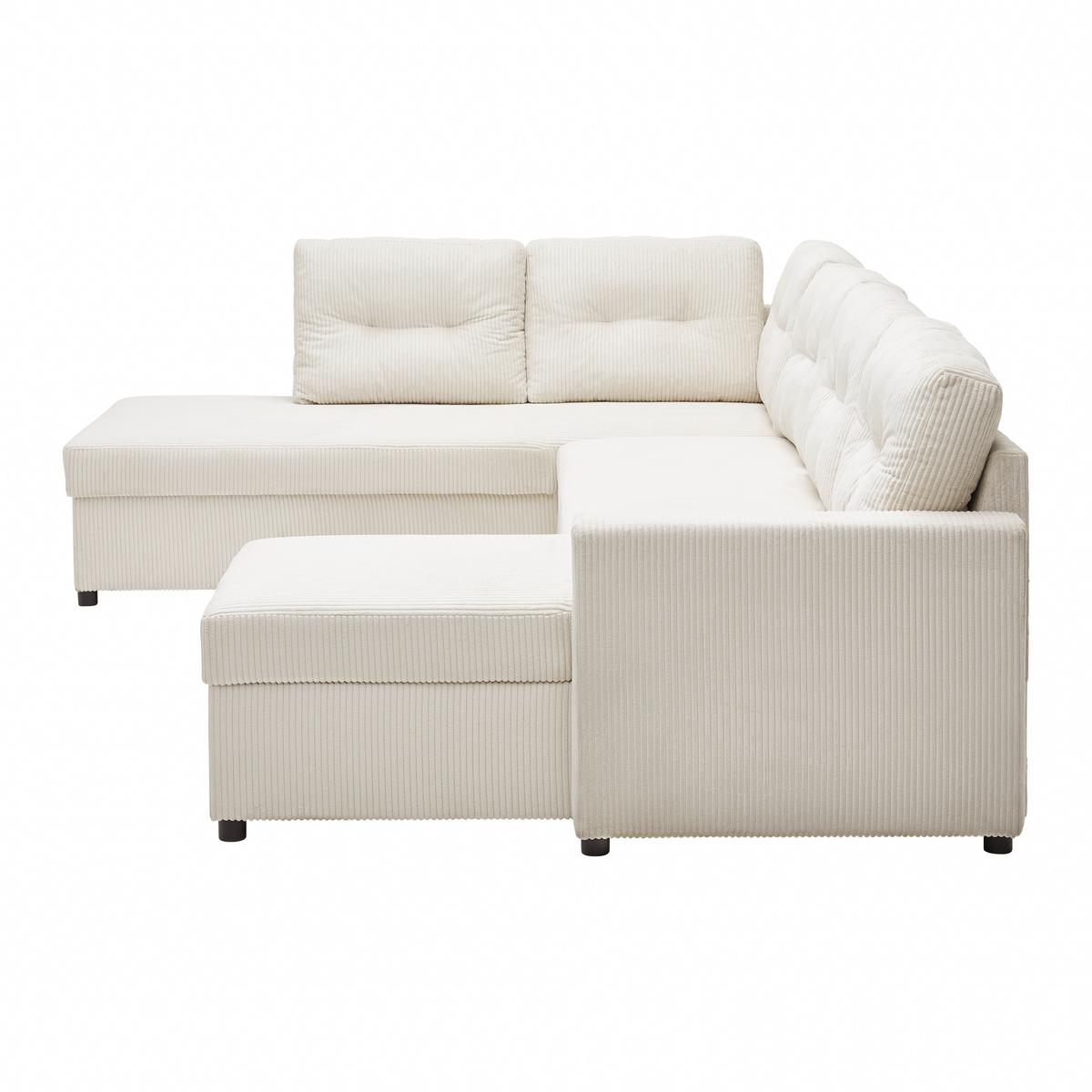 Sarokkanapé Martina - bézs, Modern, faalapú anyag/textil (204/89/276cm) - Mömax