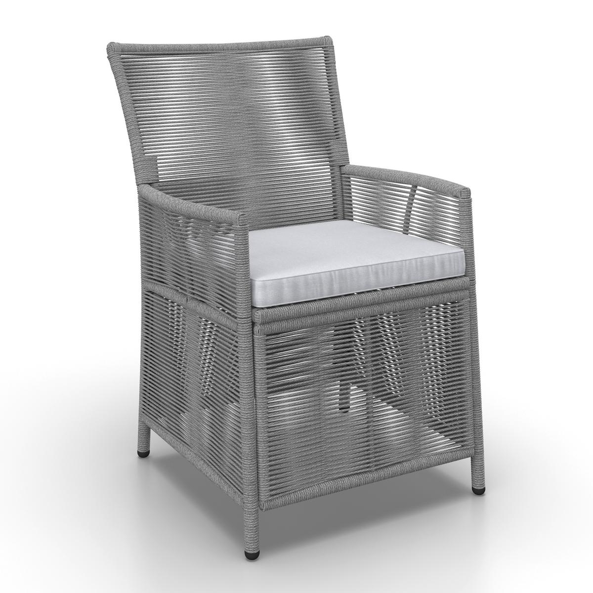 Gartengarnitur Simone Hellgrau Holz/Kunststoff/Outdoorstoff - Hellgrau/Akaziefarben, MODERN, Holz/Kunststoff - Bessagi Garden