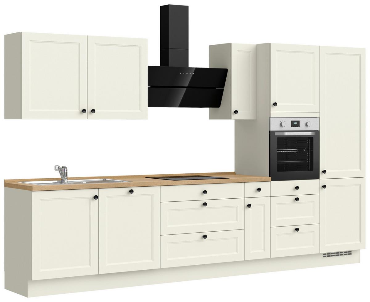 Küchenblock Cascada High m. Geräten Weiß - Eichefarben/Schwarz, MODERN, Holzwerkstoff/Metall (360cm) - Nobilia