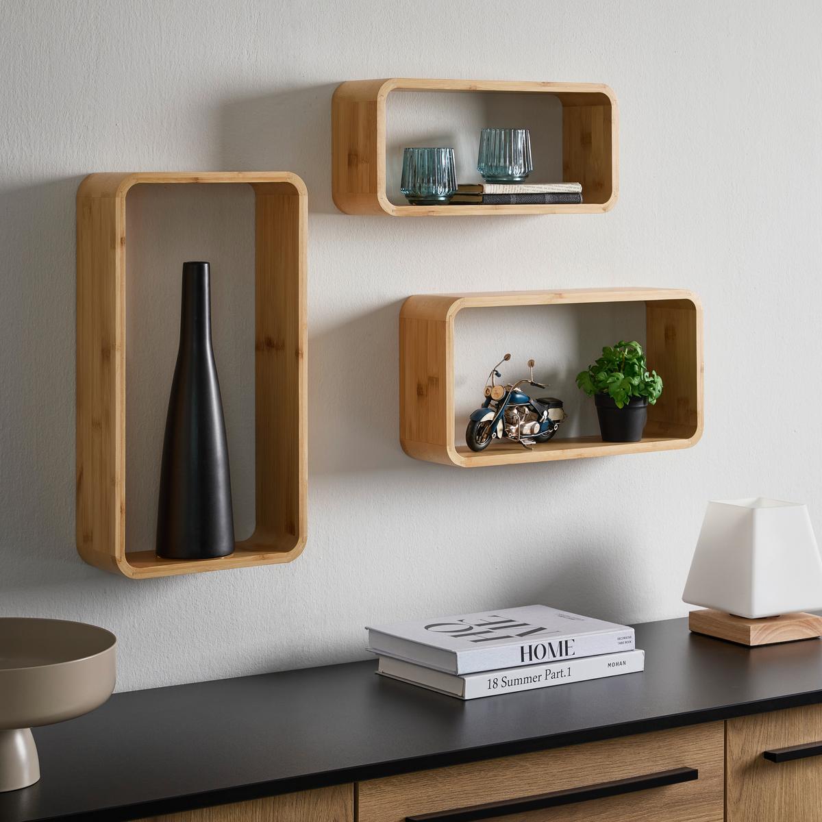 Boniie Set Zidnih Polica 3/1 - prirodne boje, Natur, prirodni materijali (44/40/36/40/40/61/24/20/61cm) - Based