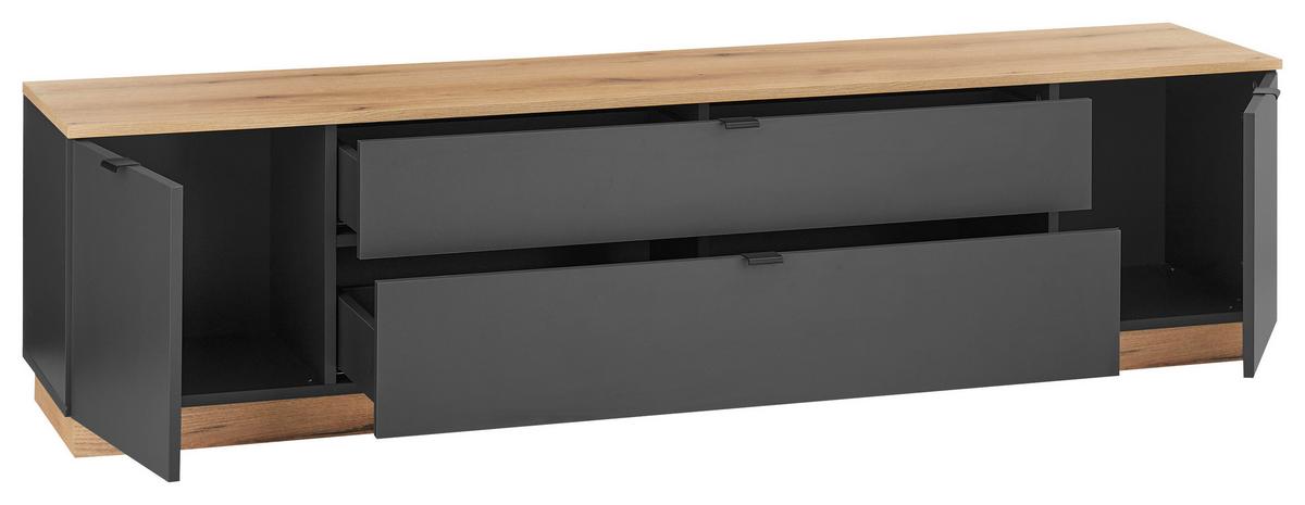 Tv-element Vince Ii, Antracit, Barva Hrasta - črna/barve hrasta, Trend, umetna masa/leseni material (185/47/38cm) - Livetastic