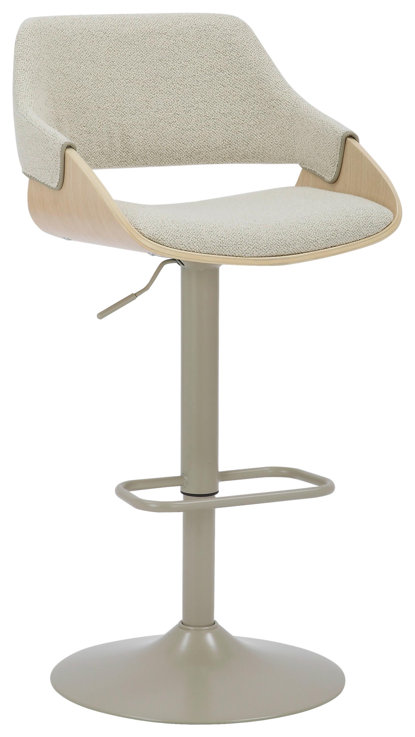 STOŁEK BAROWY FLORENTINA -HOM IN EXKLUSIV- - kolor dębowy/kremowy, Design, metal/drewno (51/90-111/51cm) - Hom`in