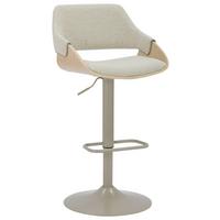 STOŁEK BAROWY FLORENTINA -HOM IN EXKLUSIV- - kolor dębowy/kremowy, Design, metal/drewno (51/90-111/51cm) - Hom`in
