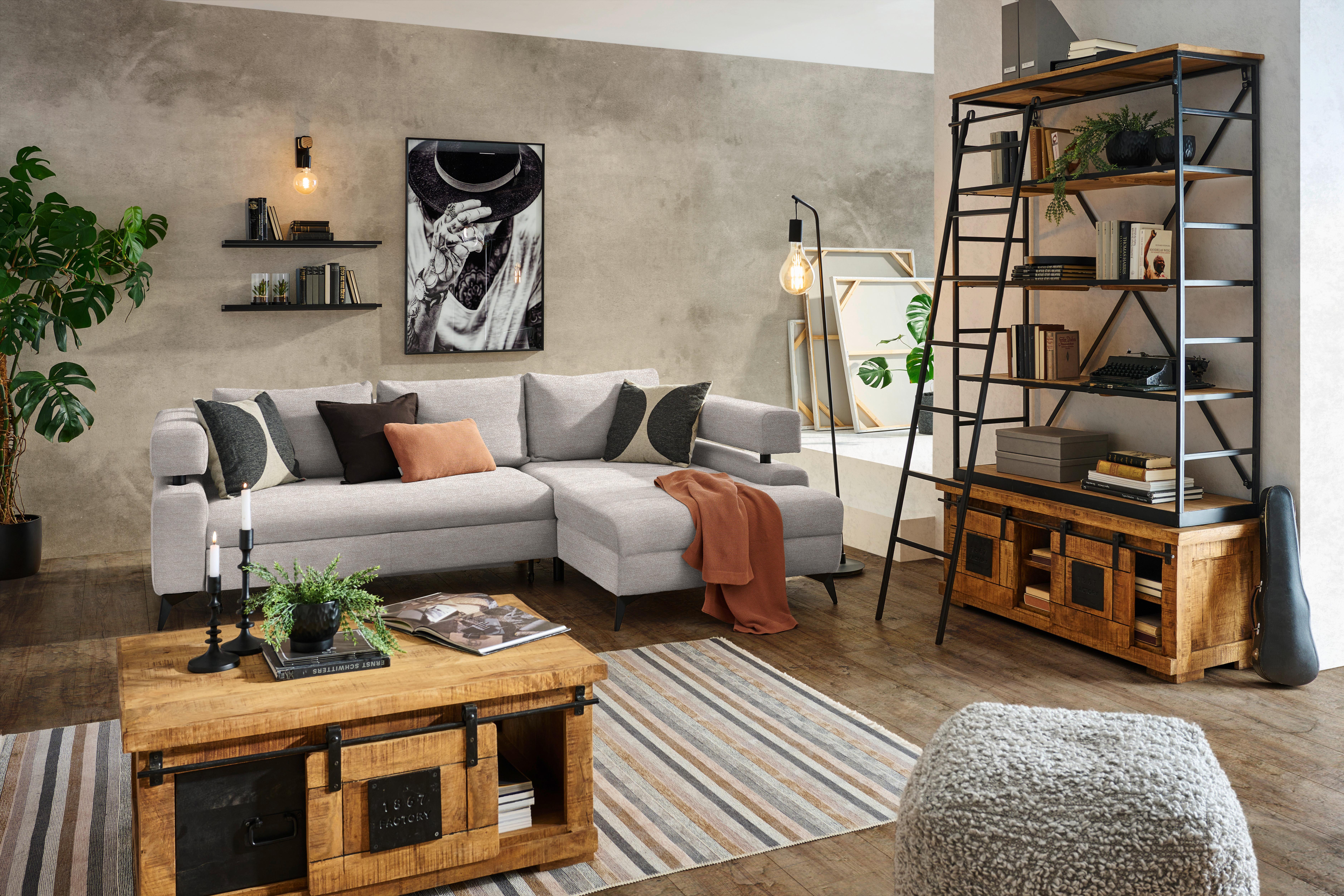 Kutna Garnitura Rosalie - bež/crna, Konvencionalno, tekstil/metal (265/184cm) - Modern Living