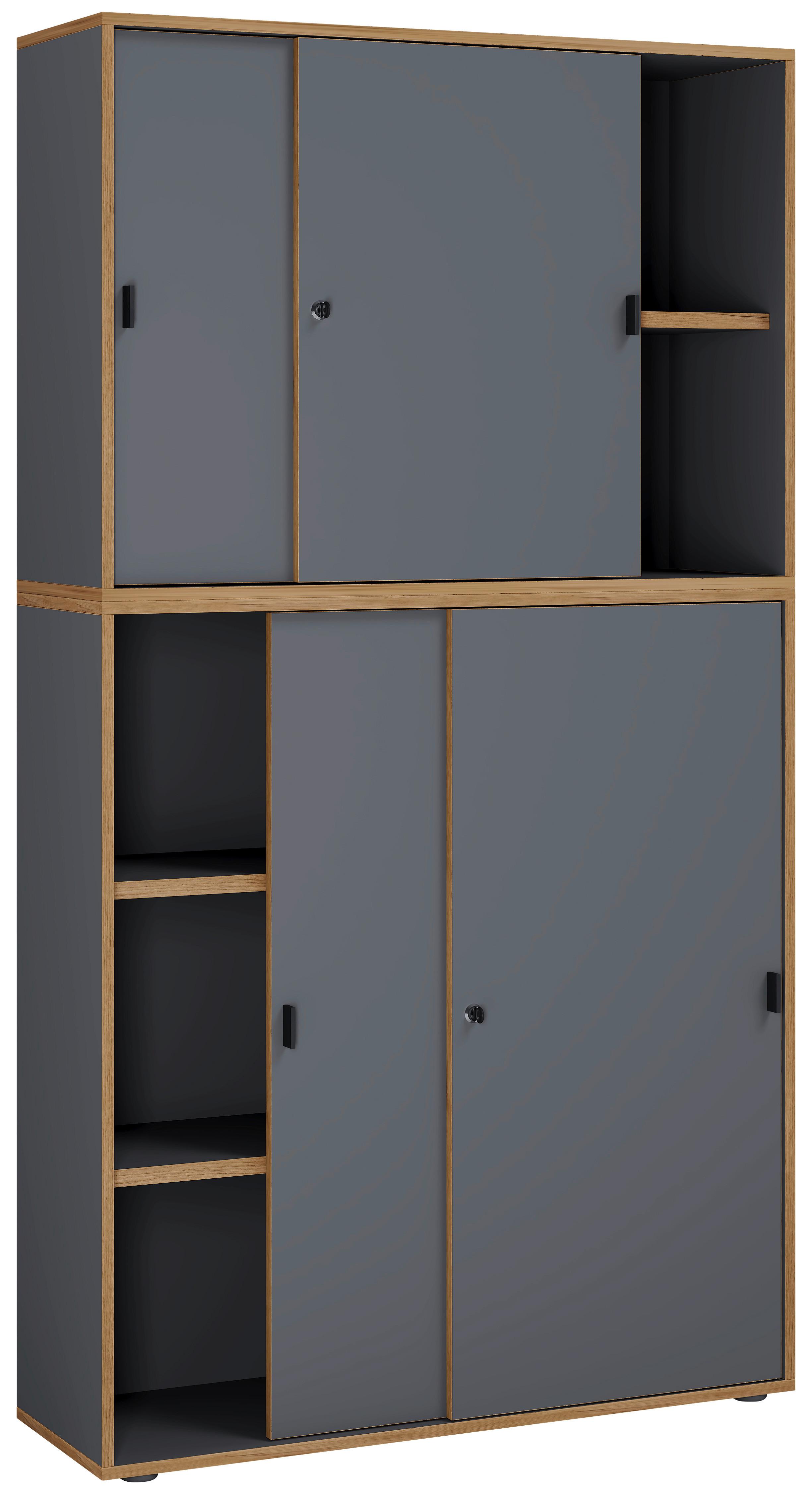 Arhivska Omara Salia B100, Antracit, Barva Hrasta - medeni hrast/antracit, Design, leseni material (100/183/37cm) - MID.YOU