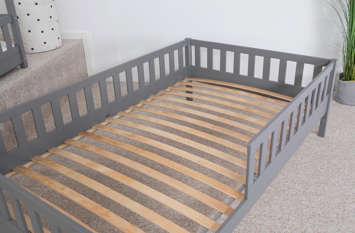 Kinder-/Jugendbett Duo Hellgr. ca. 100x200 cm Kiefer massiv - Hellgrau/Naturfarben, MODERN, Holz (100/200cm) - MID.YOU