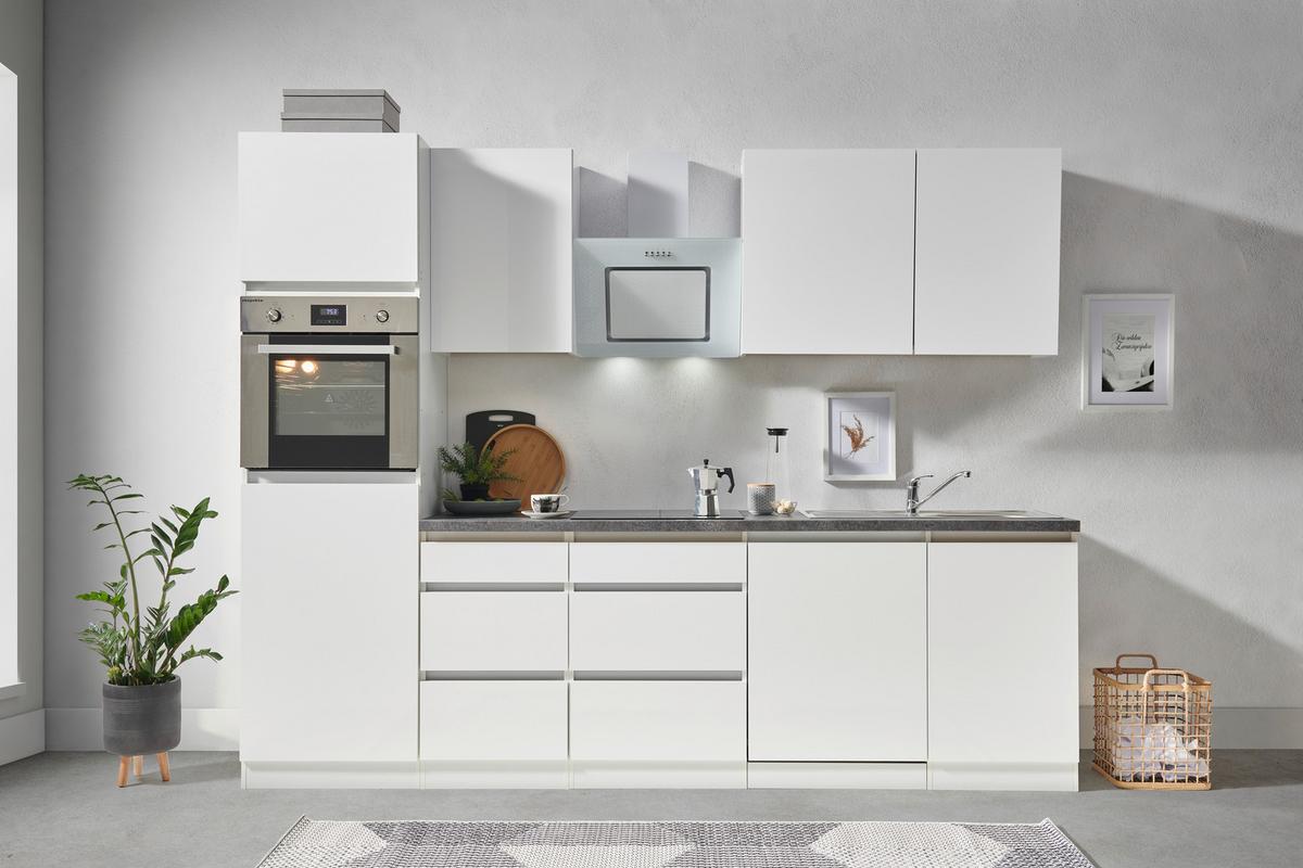 Küchenblock Premium Weiß B: ca. 280 cm - Weiß/Grau, MODERN, Holzwerkstoff (280cm) - Respekta