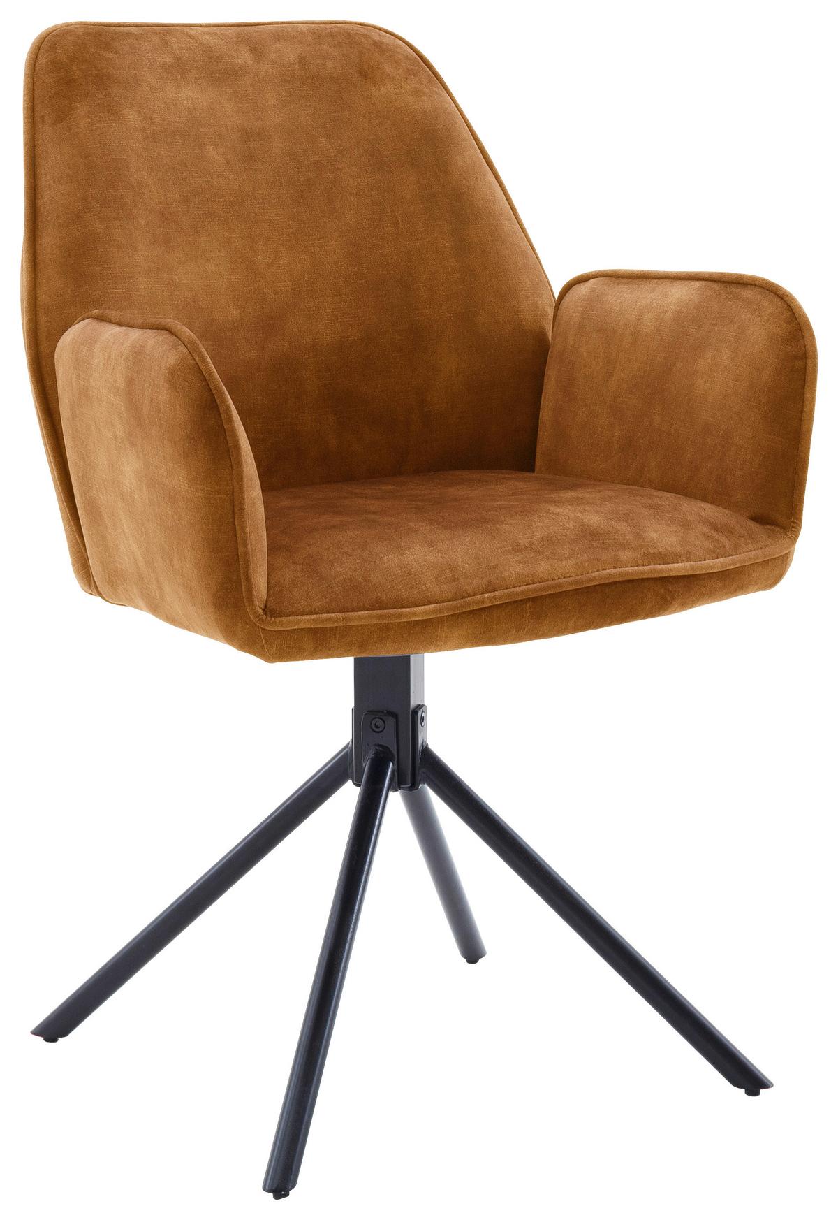 Armlehnstuhl Ottawa Currygelb - Currygelb/Schwarz, Modern, Textil/Metall (60/89/64cm) - Premium Living
