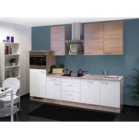 Kuhinjski Blok Z Aparati Samoa, Bela, Barva Hrasta - bela/barve aluminija, Moderno, umetna masa/leseni material (280cm) - FlexWell