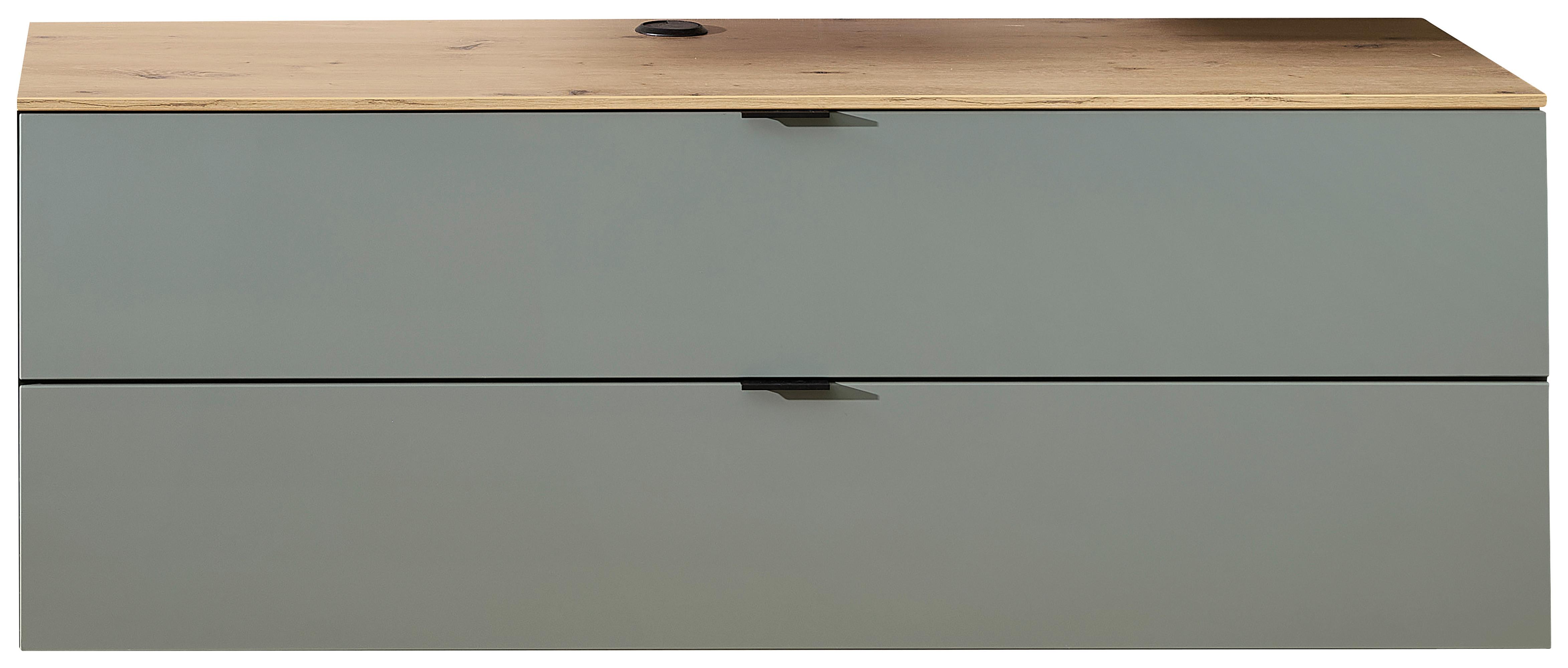 TV-Element Memphis Grün/Eiche Artisan - Schwarz/Eiche Artisan, MODERN, Holzwerkstoff/Metall (140/51/44cm) - Premium Living
